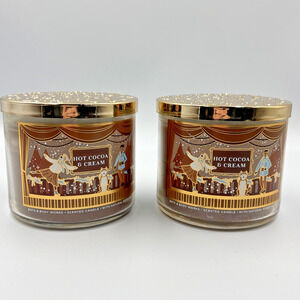 Lot of 2 Bath & Body Works Hot Cocoa & Cream 3 Wick Large Scented Candle